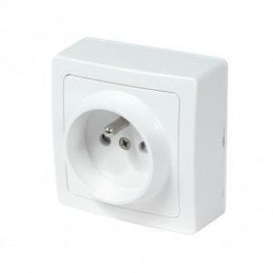 Prise 2 pôles + terre saillie complète – blanc – Blok