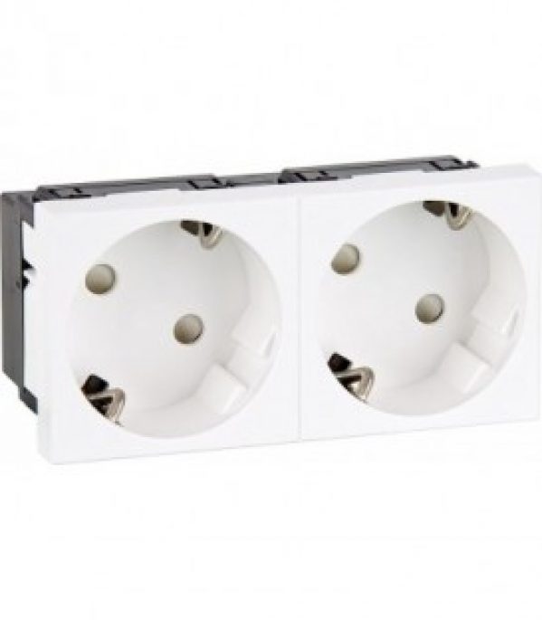 Prise de courant bas de couloir 45, double, blanc pur