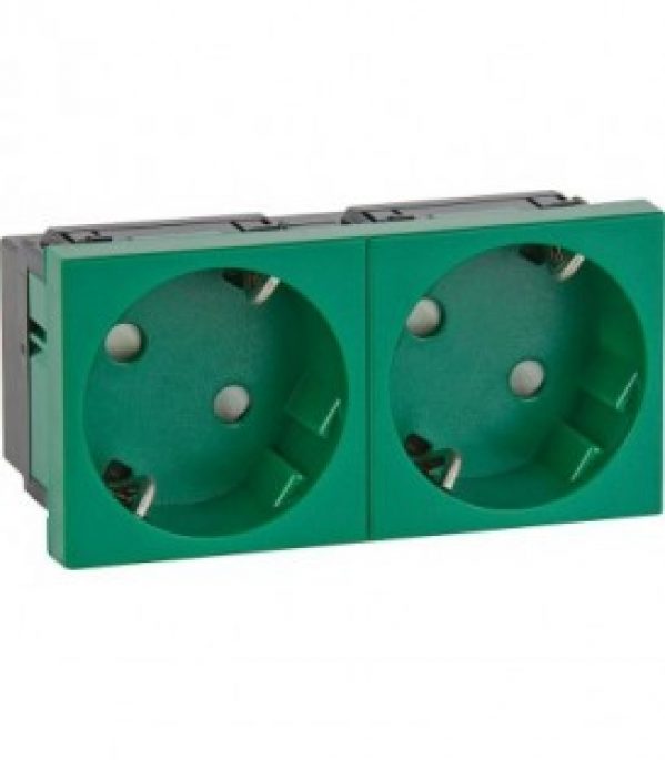 Prise de courant bas de couloir 45, double, vert