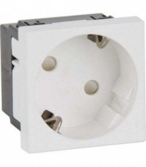 Prise de courant bas de couloir 45, simple, blanc pur