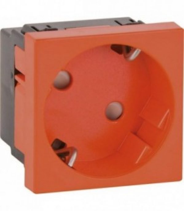 Prise de courant bas de couloir 45, simple, orange