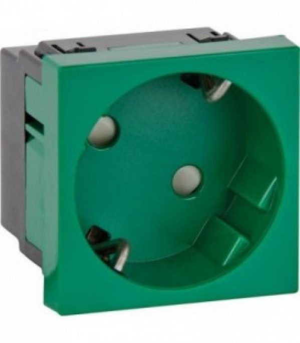 Prise de courant bas de couloir 45, simple, verte