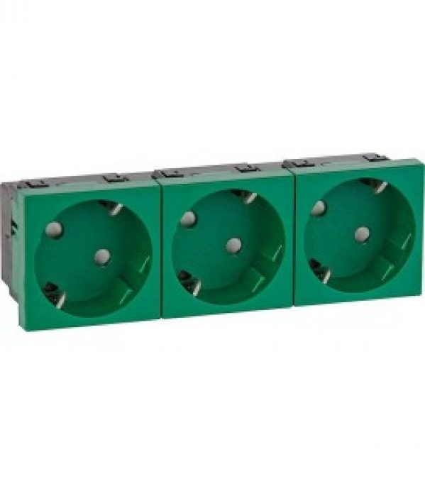 Prise de courant bas de couloir 45, triple. vert