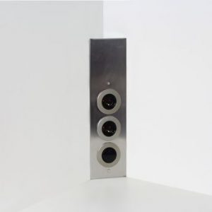 Prise de cuisine – Bloc ESQUINA 2 prises d´angle et interrupteur en Inox brossé