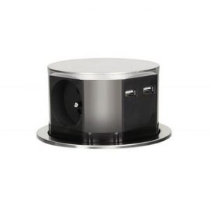 Prise de cuisine – Bloc SUN 3 prises et 2 USB à encastrer inox