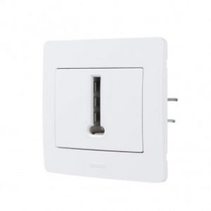 Prise téléphone 8 contacts encastrée complète – blanc – Diam2