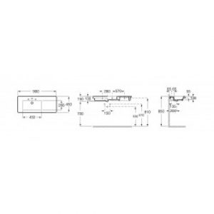 Prisma Lavabo Asymetrique Gauche 900*450 Blanc – ROCA A327544000