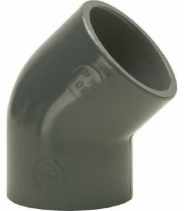 PVC-U – Raccord adhesif Coude 45, 16 mm, manchon adhesif bilateral