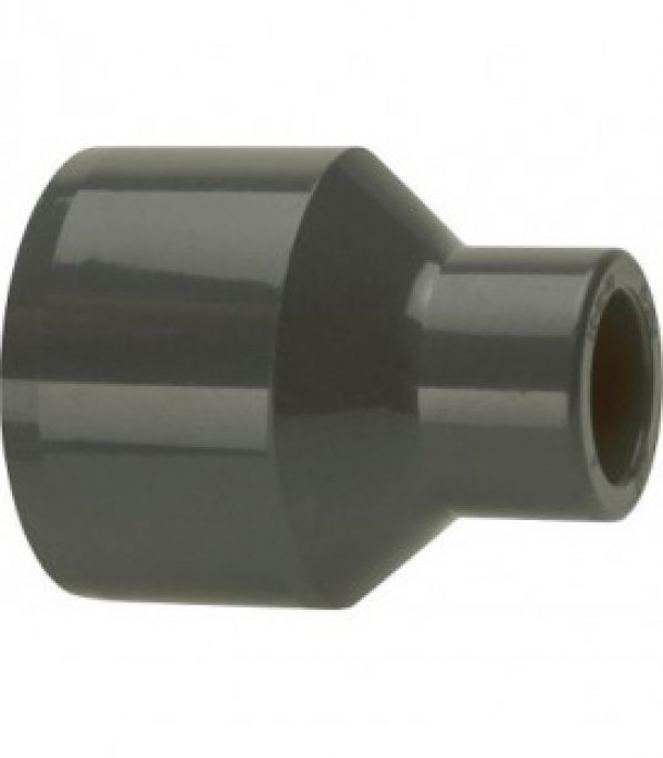 PVC-U – Raccord adhesif Reduction longue, 63 x 50 mm, avec support et manchon adhesif