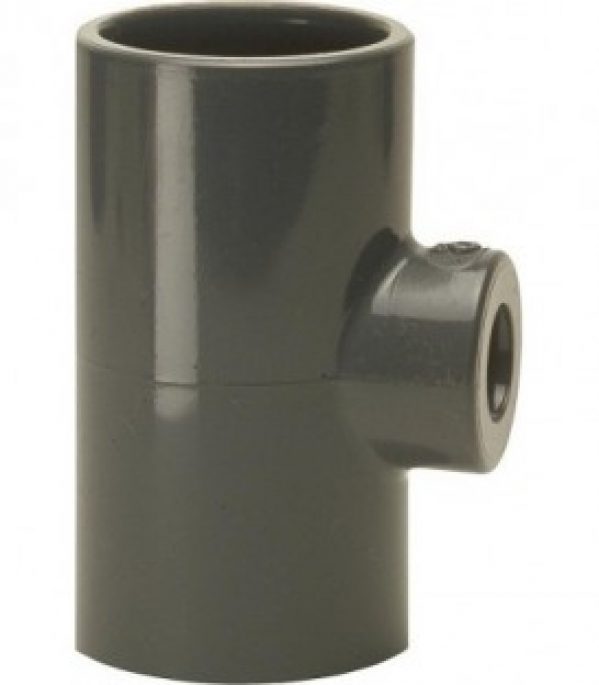 PVC-U – Raccord adhesif T reduit, 25x20x25mm, Manchon adhesif universel