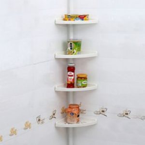 Quatre étagères de coin à crémaillère pour salle de bain en plastique abs ( hauteur 2.5 m )