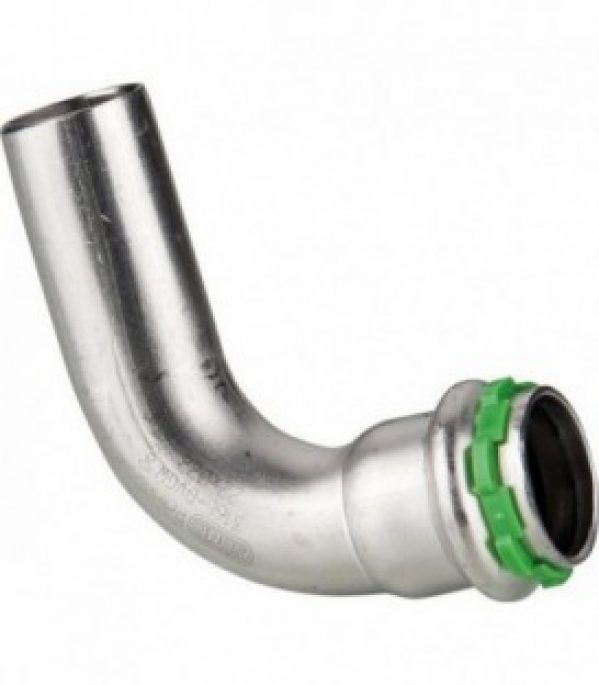 Raccord a sertir inox VCE001A, coude 90, fem/male 28 mm, avec contour V