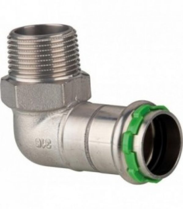 Raccord a sertir inox VCE092G, coude, 90, male 28 mm x DN25 (1&Prime;), contour V