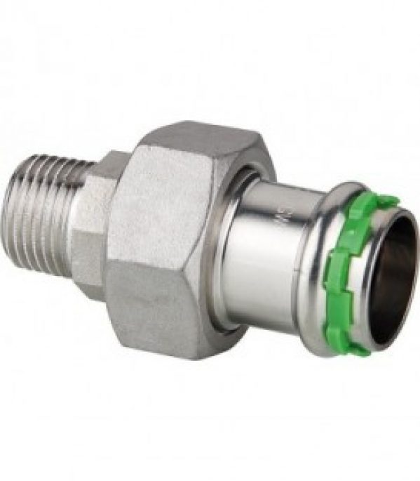 Raccord a sertir inox VCE331G, ecrou tournant, male 22 mm x DN15 (1/2&Prime;), contour V