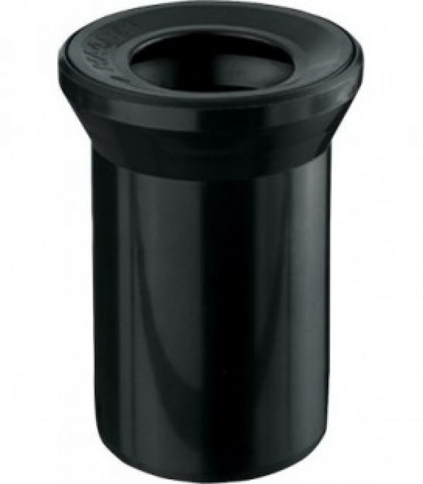 Raccord de WC noir, avec joint d 110/110mm, droit