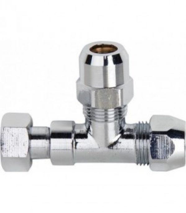 raccord filete en T chrome avec un ecrou tournant, DN10 (3/8&Prime;) x10 mm