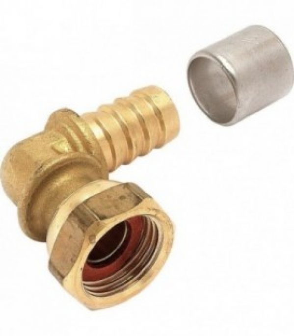 Raccord pour tubes P.E.R. Coude écrou libre a sertir 1/2 DN 16