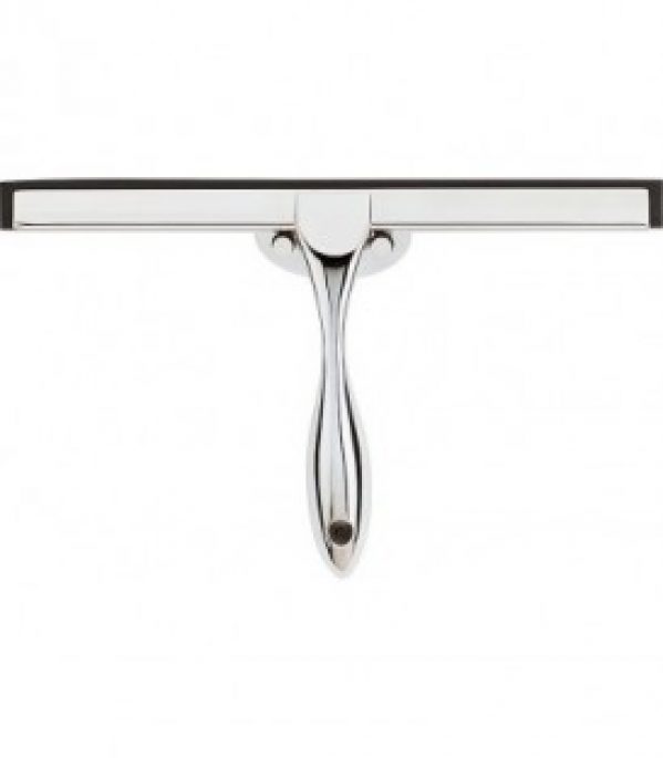 Raclette caoutchouc en inox brillant inoxydable avec crochet et 2 levres de rechange