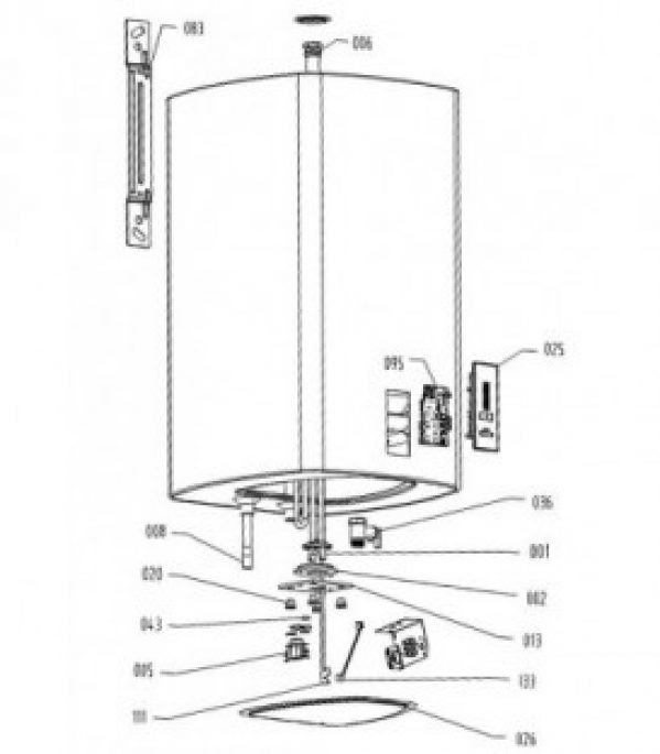 Radiateur 2000W/230V convient pour Ballon EVENES OTGS30SM jusqu&rsquo;a 100 litre