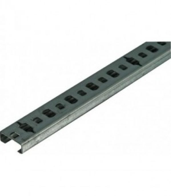 Rail profile-C zingué troué 200x20x8 mm Epaisseur 0,75 mm largeur de glissement 11 mm