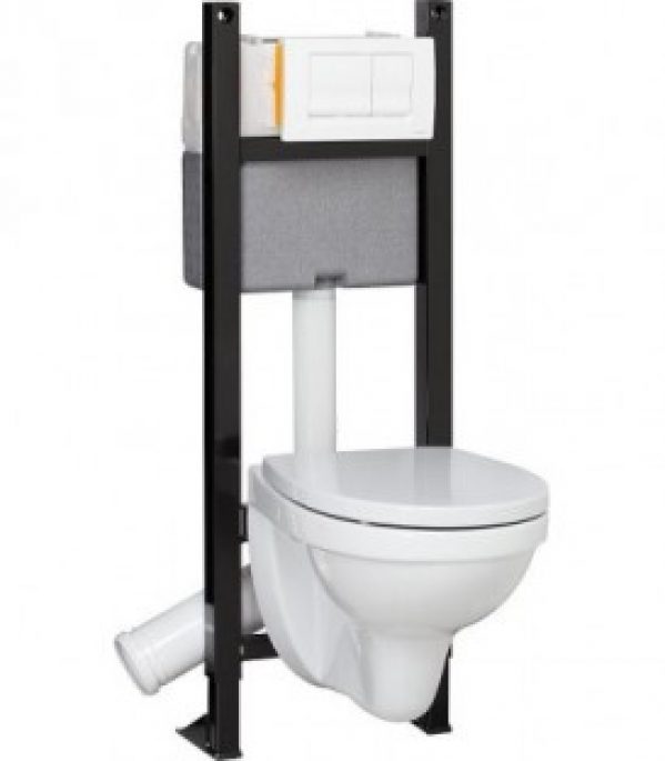 Reservoir de chasse universel autoportant NF Evo, avec abattant mural, plaque de commande