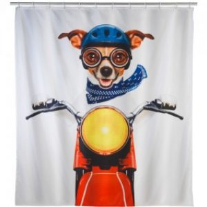 Rideau de douche – Chien biker – 180 x 200 cm