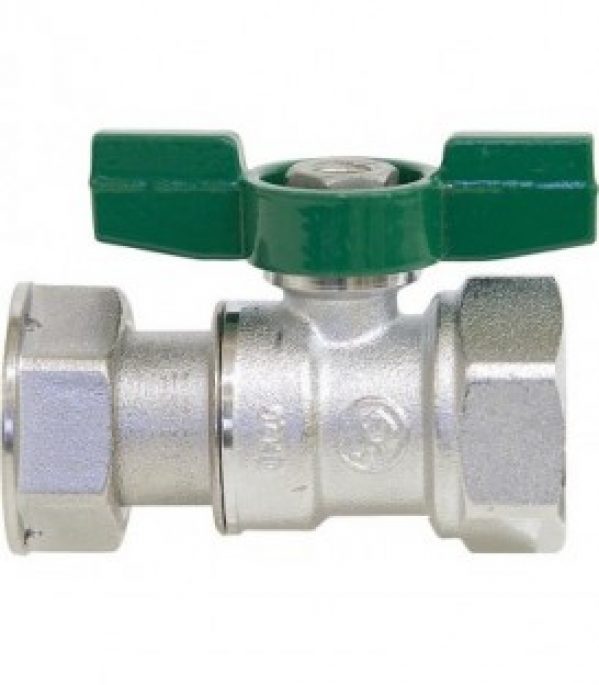 Robinet a bille d eau potable R 251P filet fem/ecrou-chapeau. 1/2&Prime;x3/4&Prime; PN16 Laiton chrome / poignee papillon