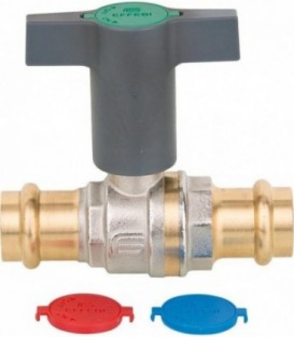 Robinet a bille eau potable Presstige 35mm, laiton avec rallonge poignee plastique, DVGW