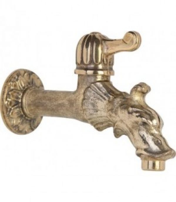 Robinet d´arrosage en bronze avec poignée à levier racord mural 1/2&Prime; et rosace