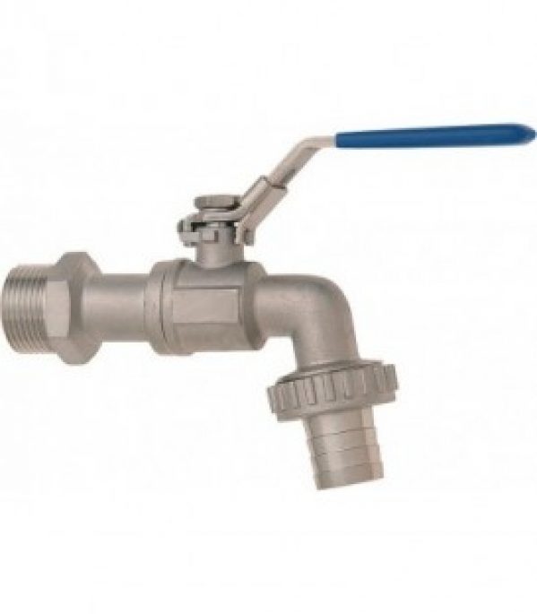 Robinet d&rsquo;arrosage inox 3/4&Prime; passage réduit avec douille levier bleu