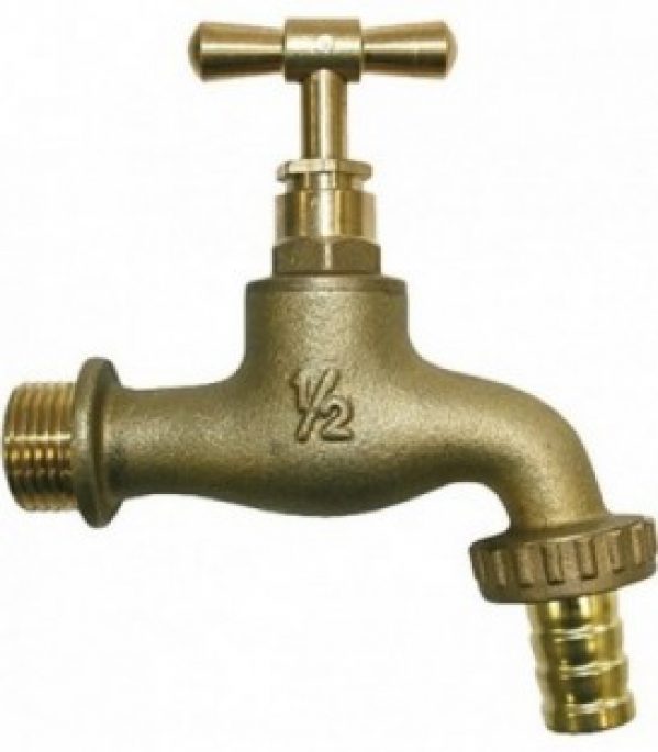 Robinet d&rsquo;arrosage laiton avec raccord cannelé 1/2&Prime; – 3/4&Prime; M