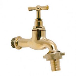 Robinet d’arrosage Mâle 1/2&Prime; (15/21) + nez 3/4&Prime;(20/27) – Laiton poli