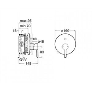 Robinet de baignoire-douche encastré Naia Roca