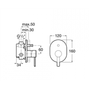 Robinet de baignoire-douche encastré Targa Roca
