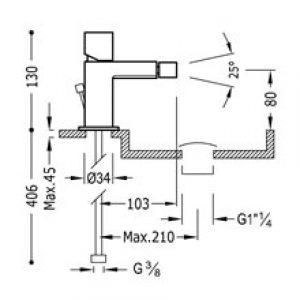 Robinet de bidet avec bonde CUB CUADRO-TRES