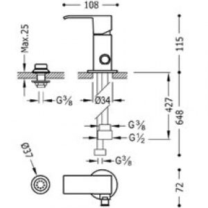 Robinet de bidet avec douchette CUADRO-TRES