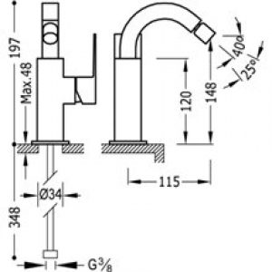 Robinet de bidet haut CUADRO-TRES
