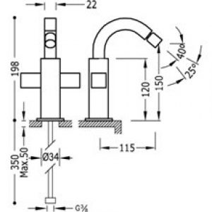 Robinet de bidet haut mélangeur manuel CUADRO-TRES