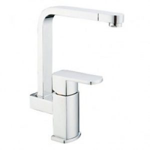 Robinet de cuisine angle droit poignée et bec superposé