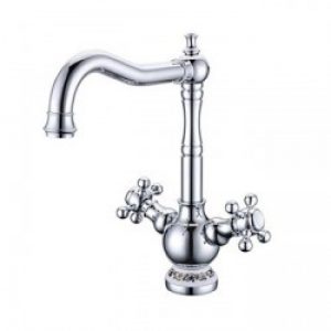 Robinet de cuisine antique à bec recourbé et double poignée