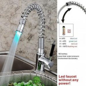 Robinet de cuisine avec gigogne, un robinet à LED (3 couleurs) finition en chrome