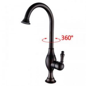 Robinet de cuisine à bec col de cygne finition bronze huilé