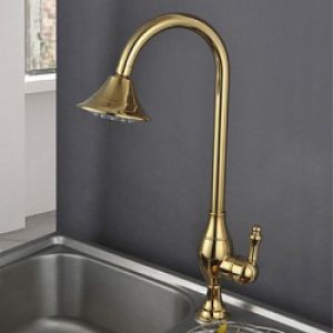 Robinet de cuisine à bec col de cygne tournante finition Ti-PVD