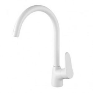 Robinet de cuisine bec rond finition peinture blanche