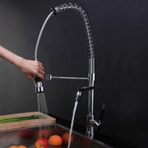 Robinet de cuisine contemporain avec bec à spray démontable en laiton et bec normal