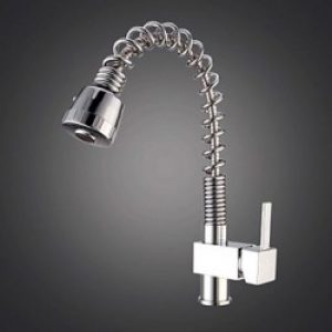 Robinet de cuisine contemporain avec spray démontable et finition chromé