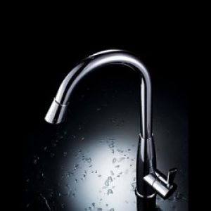 Robinet de cuisine contemporain à bec col cygne rotatif de 46 cm de hauteur