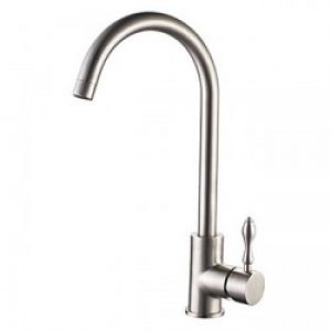 Robinet de cuisine contemporain à bec col de cygne en acier inoxydable