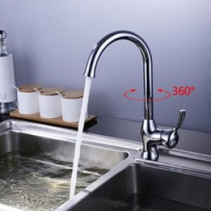 Robinet de cuisine contemporain à bec col de cygne giratoire