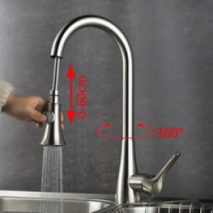 Robinet de cuisine de style contemporain avec spray démontable finition en chrome